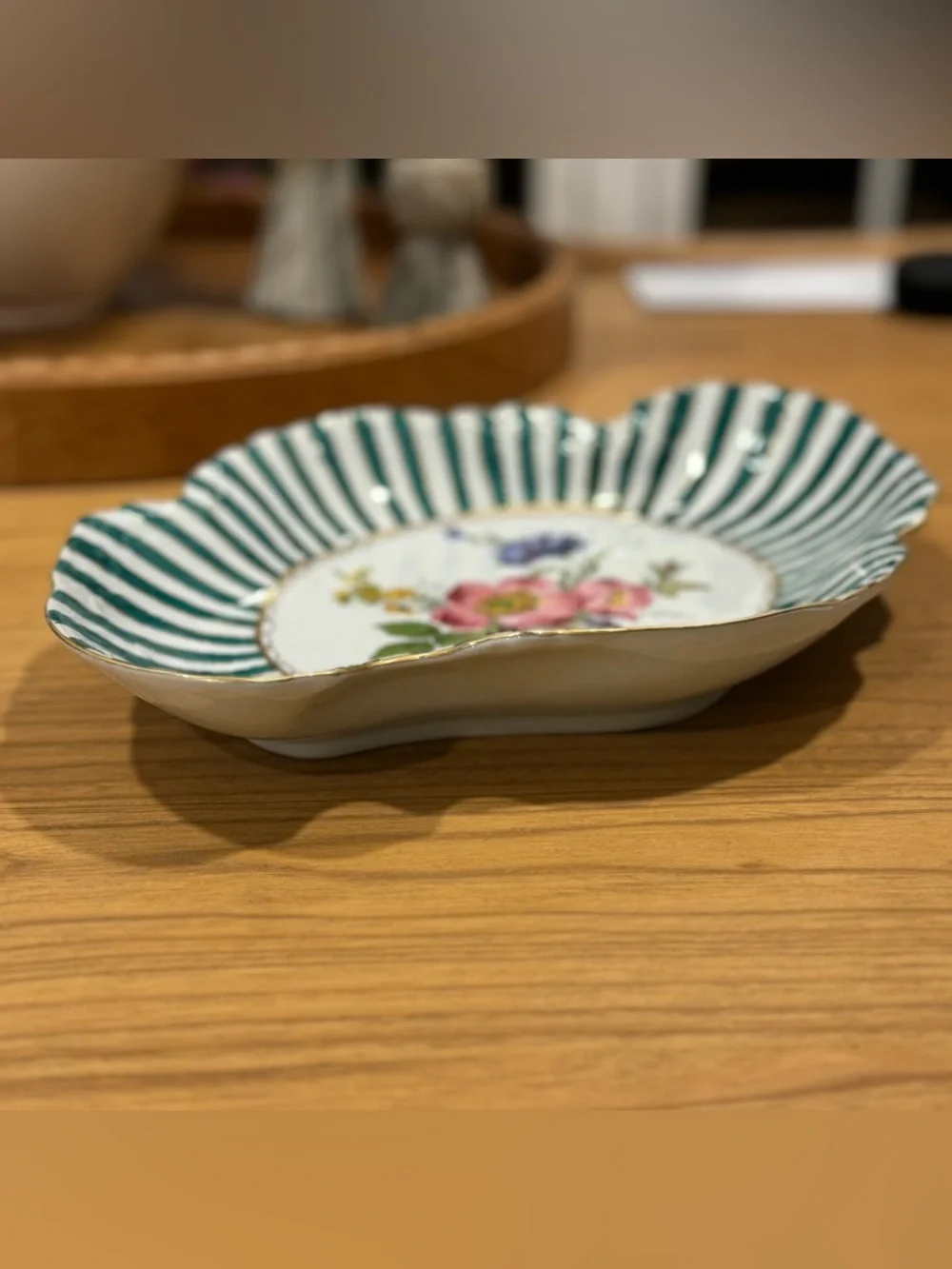 Elios Hand Painted Floral Porcelain Tray- hand-painted tray -bowl 12”